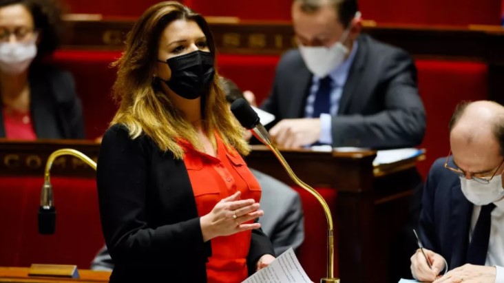 La ministre déléguée à la Citoyenneté, Marlène Schiappa, à l'Assemblée nationale, le 23 mars 2021. (AFP)