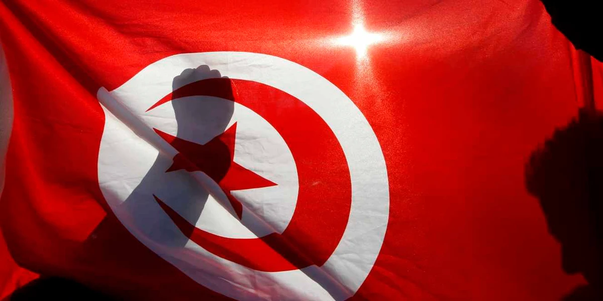 Le drapeau tunisien brandi lors d'une manifestation de soutien à Marseille, en janvier 2011. REUTERS/Archives