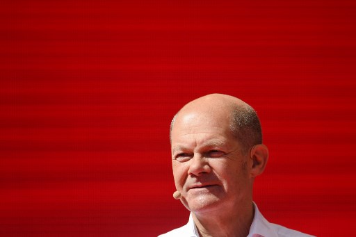 Le ministre des Finances et vice-chancelier social-démocrate Olaf Scholz, lors d'un rassemblement à Munich, dans le sud de l'Allemagne, le 18 septembre 2021 (Photo, AFP)