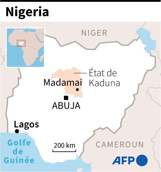 Localisation du village de Madamai, dans l'Etat de Kaduna, au Nigeria (Photo, AFP)