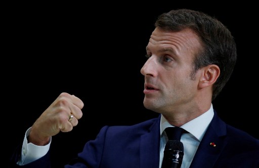 Le président français Emmanuel Macron à la conférence annuelle organisée par la Banque publique d'investissement de France (BPI) à Paris le 10 octobre 2019. (Charles Platiau/Pool/AFP)