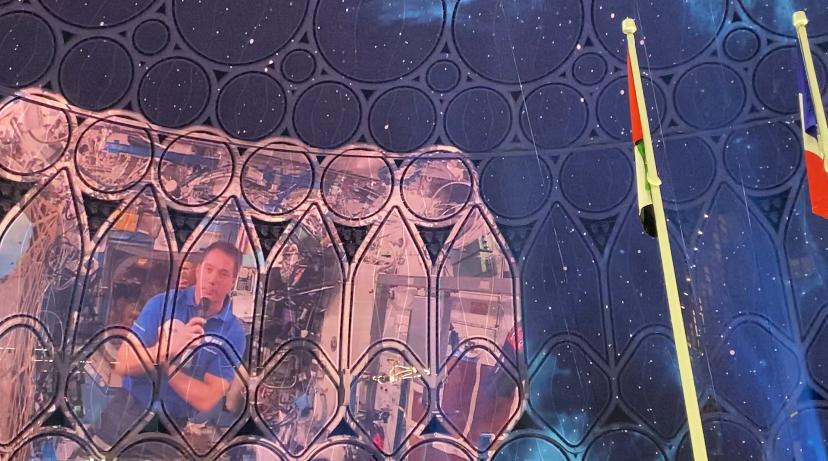 L'astronaute Thomas Pesquet s'est adressé au pavillon français à Al-Wasl Plaza, site de l'Expo 2020 Dubaï, en direct de la Station spatiale internationale. (Photo: Zeina Zbibo)