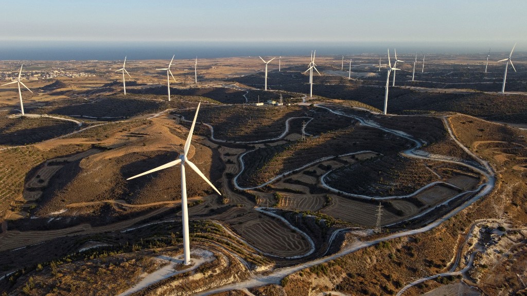 Un parc éolien près de Larnaca. (AFP).