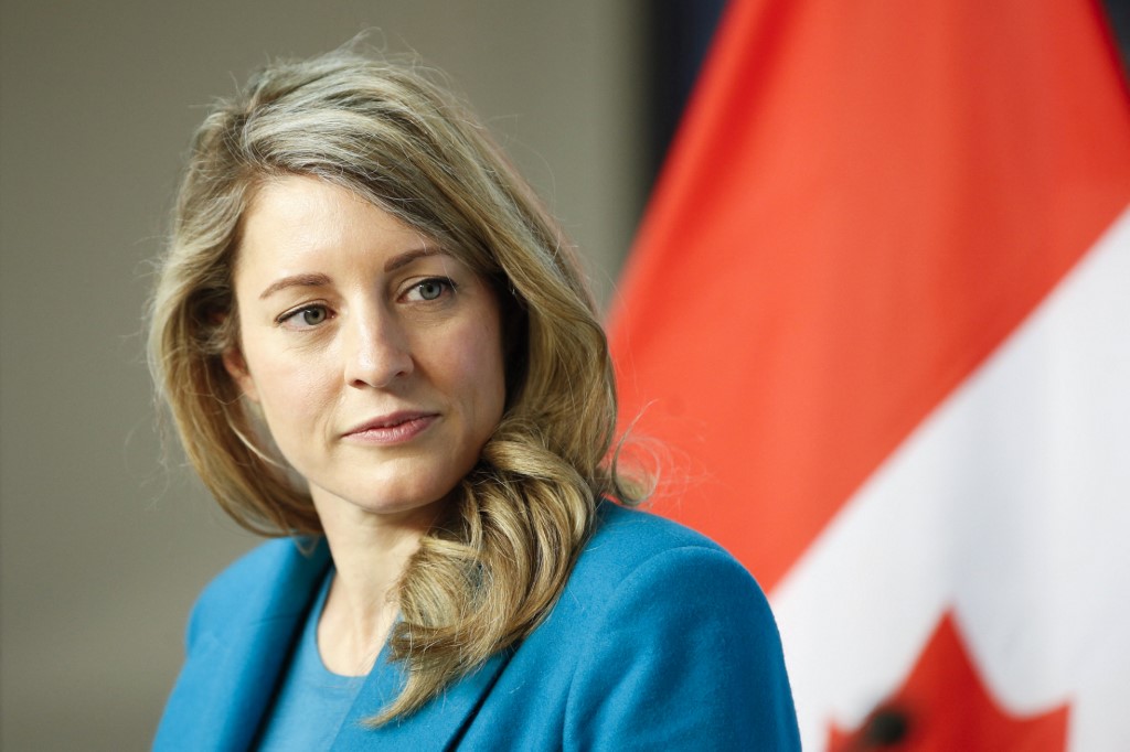 La ministre des Affaires étrangères du Canada Mélanie Joly s'est dite "préoccupée" vendredi par "l'ingérence étrangère" qu'elle estime à l’œuvre dans le mouvement d'opposants au mesures sanitaires (AFP)