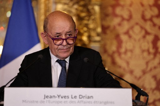 Le ministre français des Affaires européennes et étrangères, Jean-Yves Le Drian, à Paris, le 28 janvier 2022. (Thomas Coex/ AFP)
