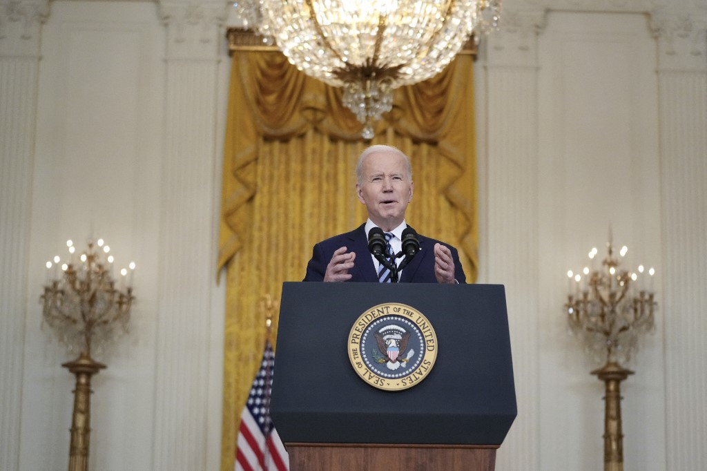 Dans une allocution télévisée, le président américain Joe Biden à condamné jeudi "une attaque préméditée" de la Russie en Ukraine. (AFP)