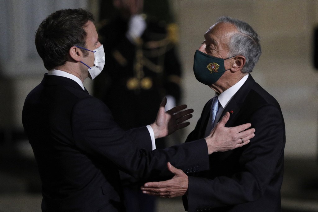 Le président français Emmanuel Macron et le président portugais Marcelo Rebelo de Sousa. Crédits: AFP