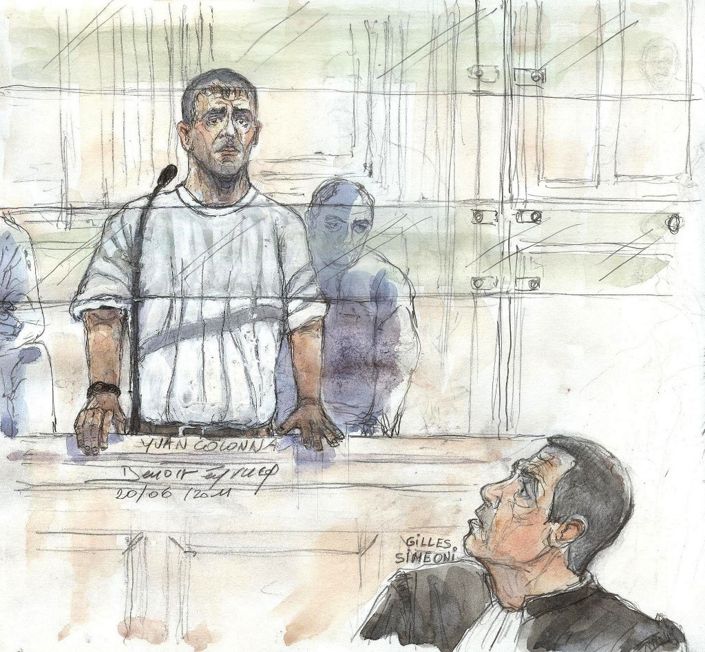 Un portrait robot réalisé en 2011 au tribunal de Paris montre Yvan Colonna, accusé d'avoir assassiné en 1998 Claude Erignac, un haut fonctionnaire français, en Corse. (AFP).