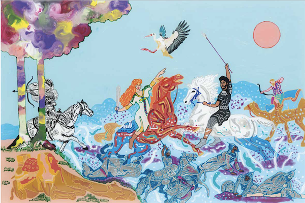 La Kahina: peinture sous verre d' Ilyes Messaoudi (fournie)