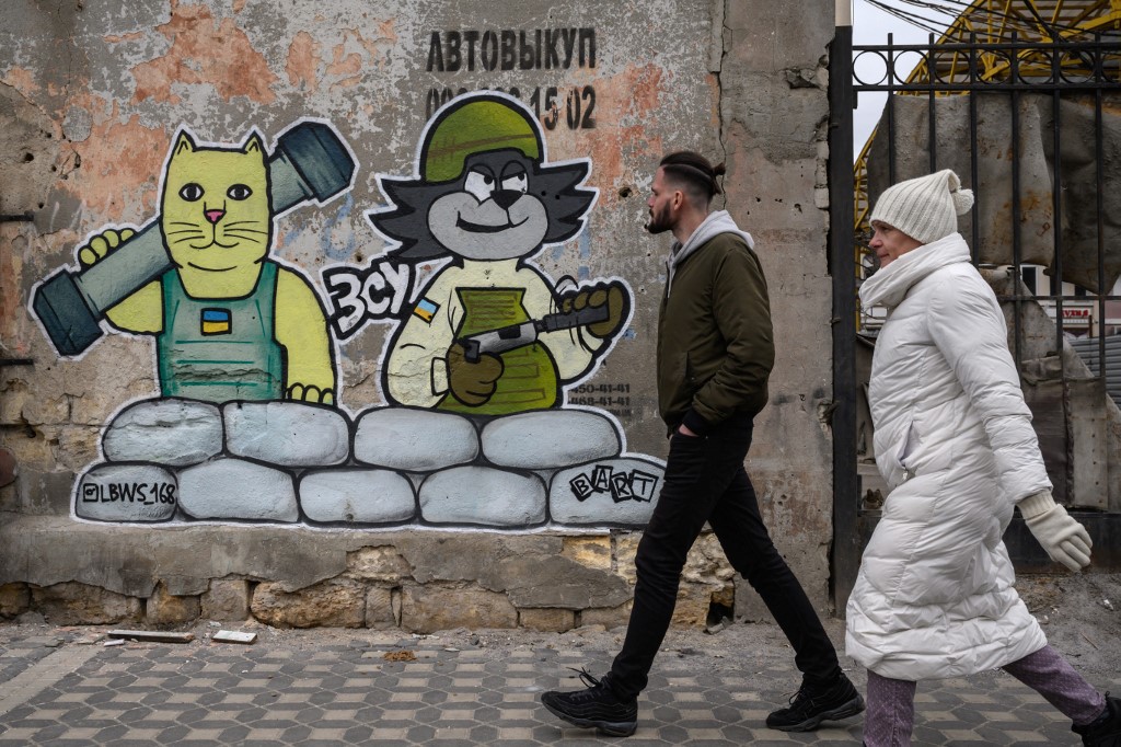 Ukraine : à Odessa, les chats sur les murs se font va-t-en guerre