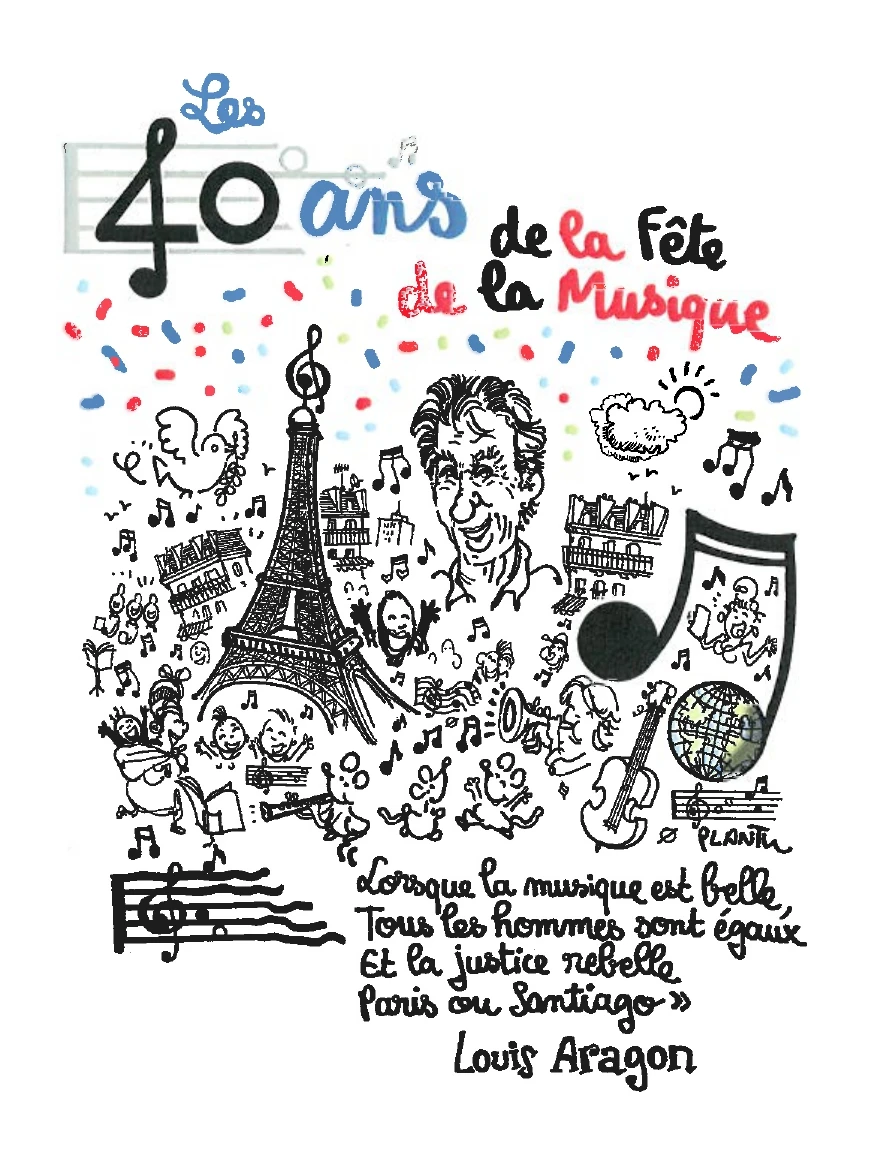 Quarante ans de Fête de la musique: l’hommage festif de Plantu à Jack Lang
