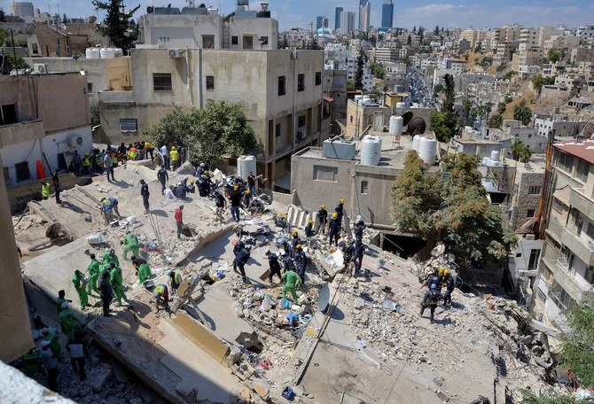 14 morts dans l'effondrement d'un immeuble en Jordanie