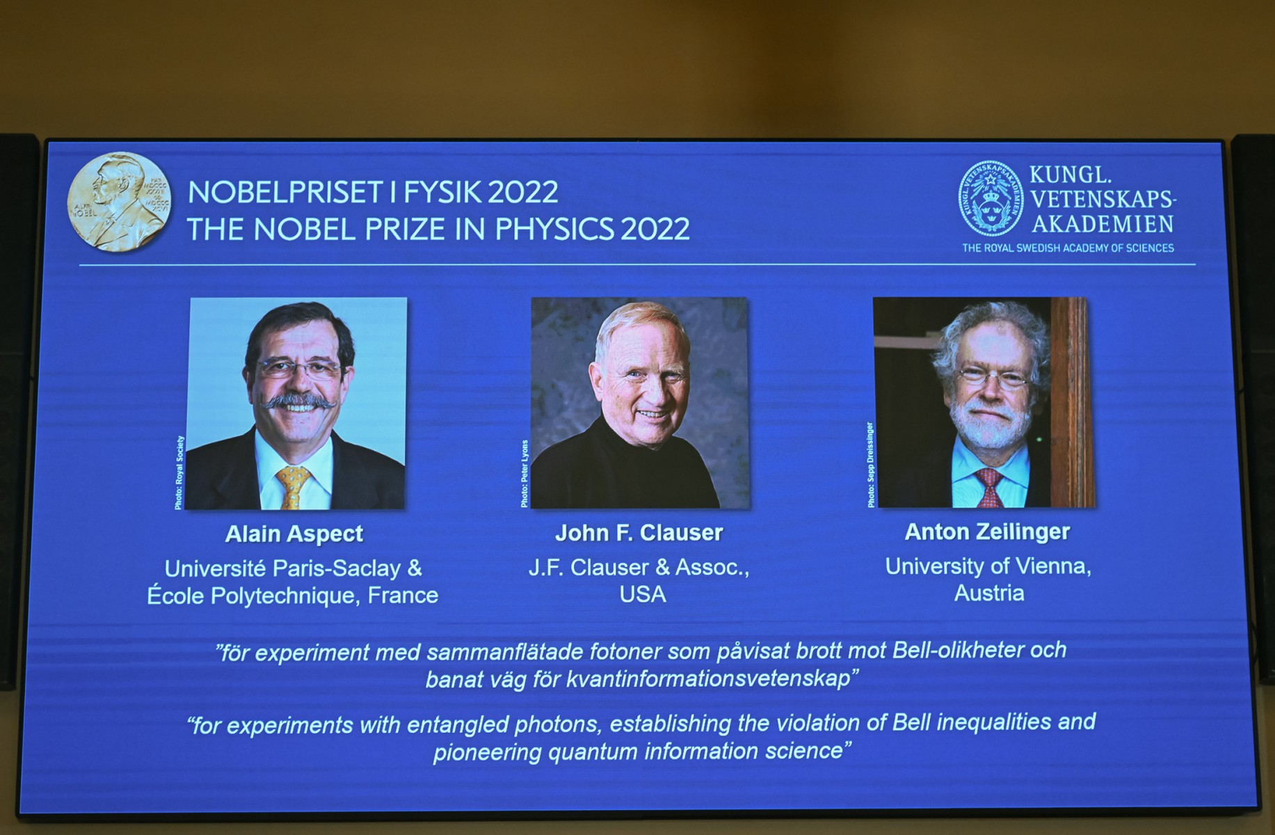 Le Nobel de physique à un trio franco-austro-américain du monde quantique