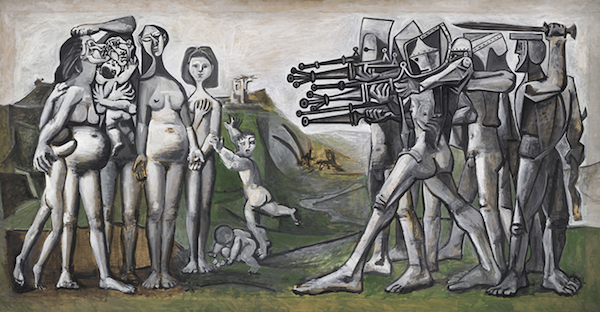 Pablo Picasso, « Massacre en Corée «, 1951, Huile sur contreplaqué, 110 x 210 cm, Musée national Picasso-Paris, MP203. (Copyright RMN-Grand Palais (Musée national Picasso-Paris) / Mathieu Rabeau © Succession Picasso 2022)