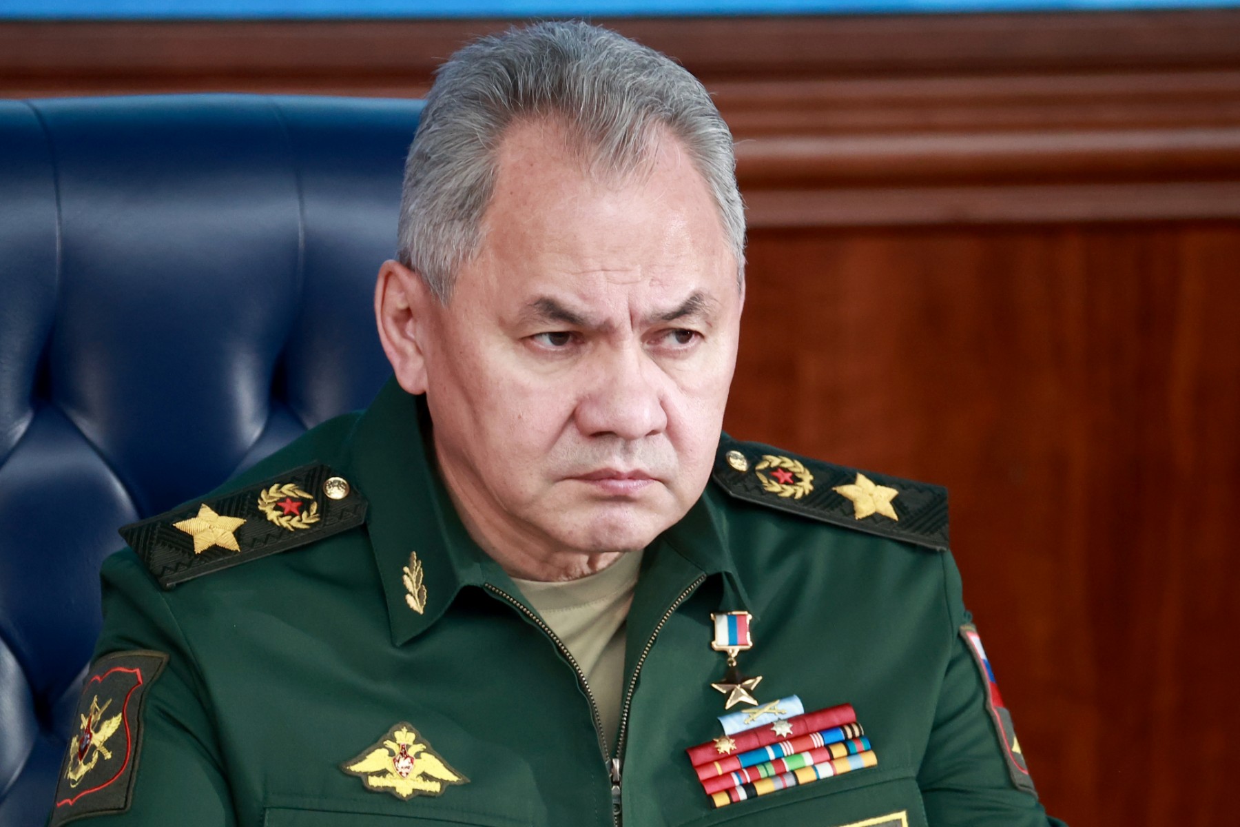 Le ministre russe de la Défense, Sergei Shoigu, participe à une réunion élargie du Conseil du ministère russe de la Défense au Centre de contrôle de la défense nationale à Moscou, le 21 décembre 2022. (Photo : Sergey Fadeichev / SPUTNIK / AFP)