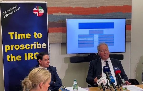 Le bureau britannique du Conseil national de la résistance iranienne (CNRI) a tenu une conférence de presse à la Chambre des communes de Londres le 2 février 2023 (AN Photo)
