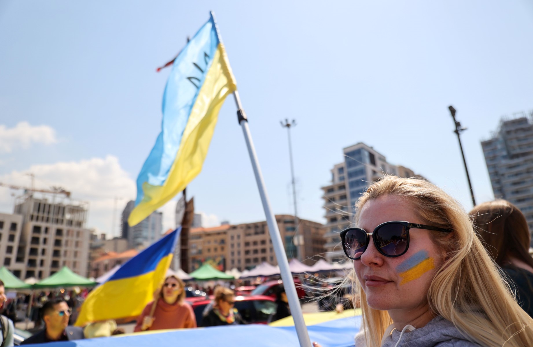 Manifestation à Beyrouth contre l'invasion de l'Ukraine par la Russie (AFP)