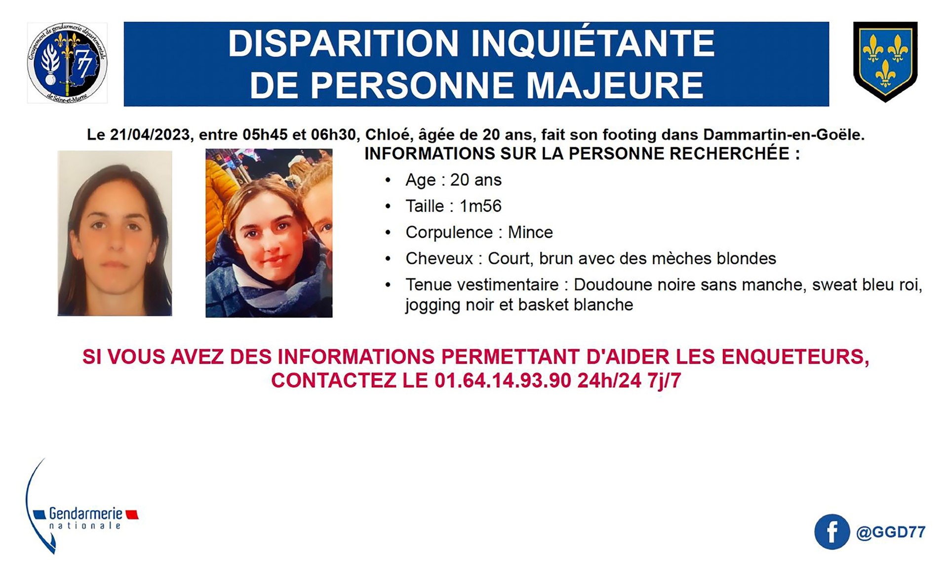 Disparition d'une jeune femme partie faire un footing en Seine-et-Marne