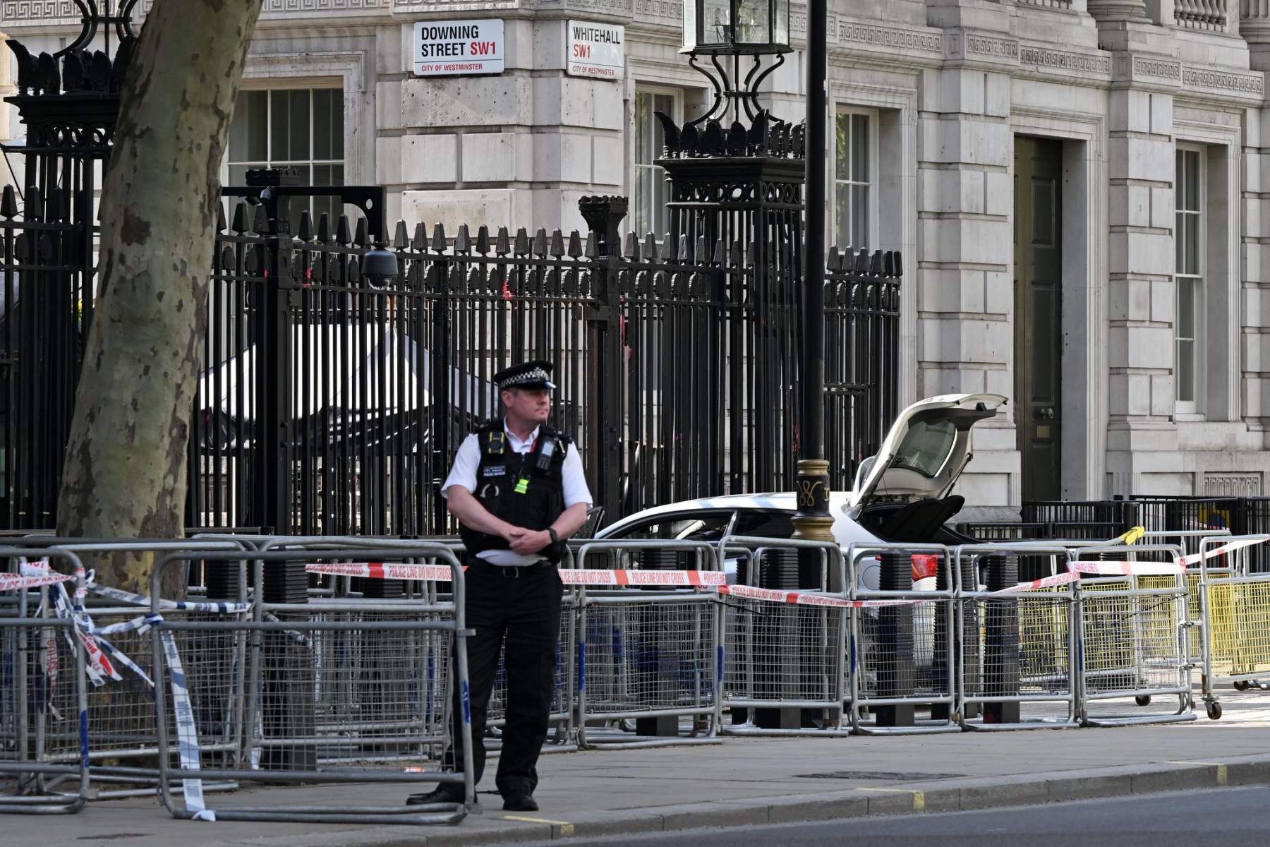 Royaume-Uni: une voiture heurte les grilles de Downing Street, un homme arrêté
