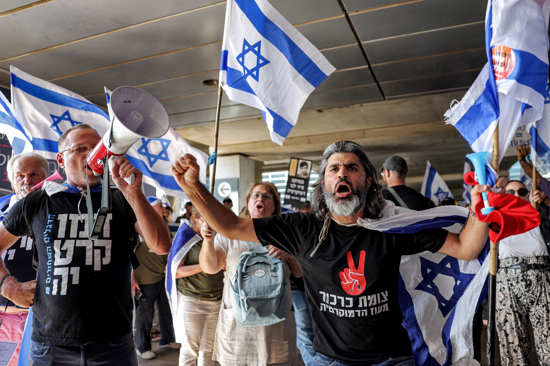 Israël: manifestation contre la réforme judiciaire à l'aéroport de Tel-Aviv