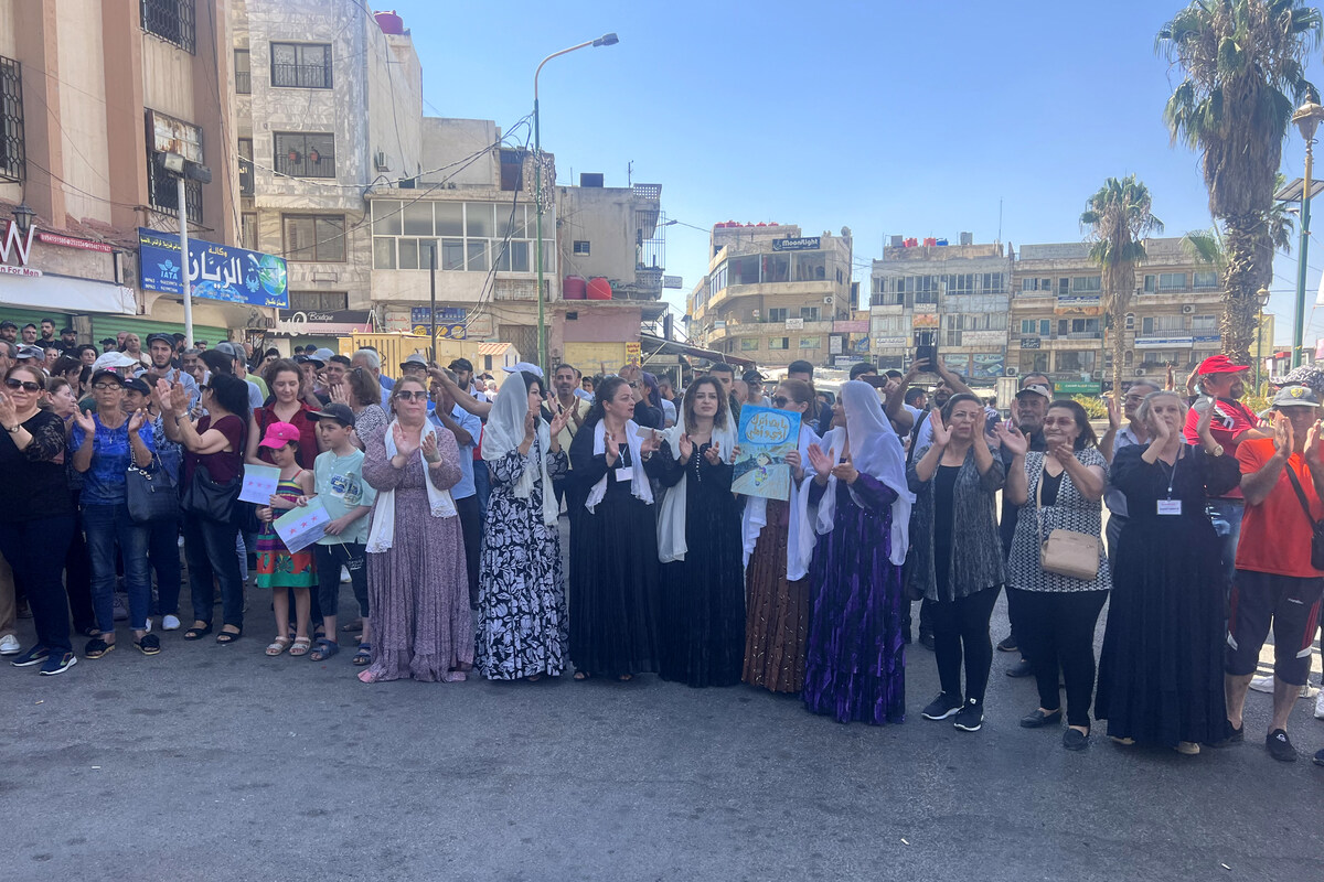 Manifestantes dans la ville de Soueida, dans le sud de la Syrie, le 1er septembre 2023. (Photo Sam Hariri AFP)