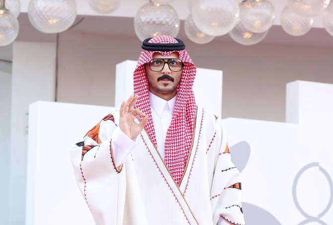 L’acteur saoudien Mohammed el-Shehri en Qormuz à la première de Poor Things à Venise