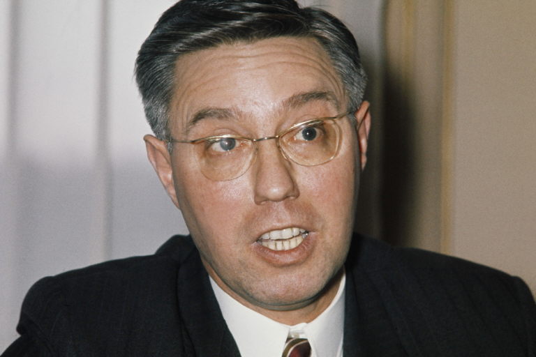 Photo reçue en mars 1970 de Pierre Sidos, membre de la Jeunesse franciste puis un des fondateurs du mouvement d'extrême droite "Jeune Nation"; il fut par la suite président depuis 1968 du parti politique "l'Œuvre française". (Photo AFP)