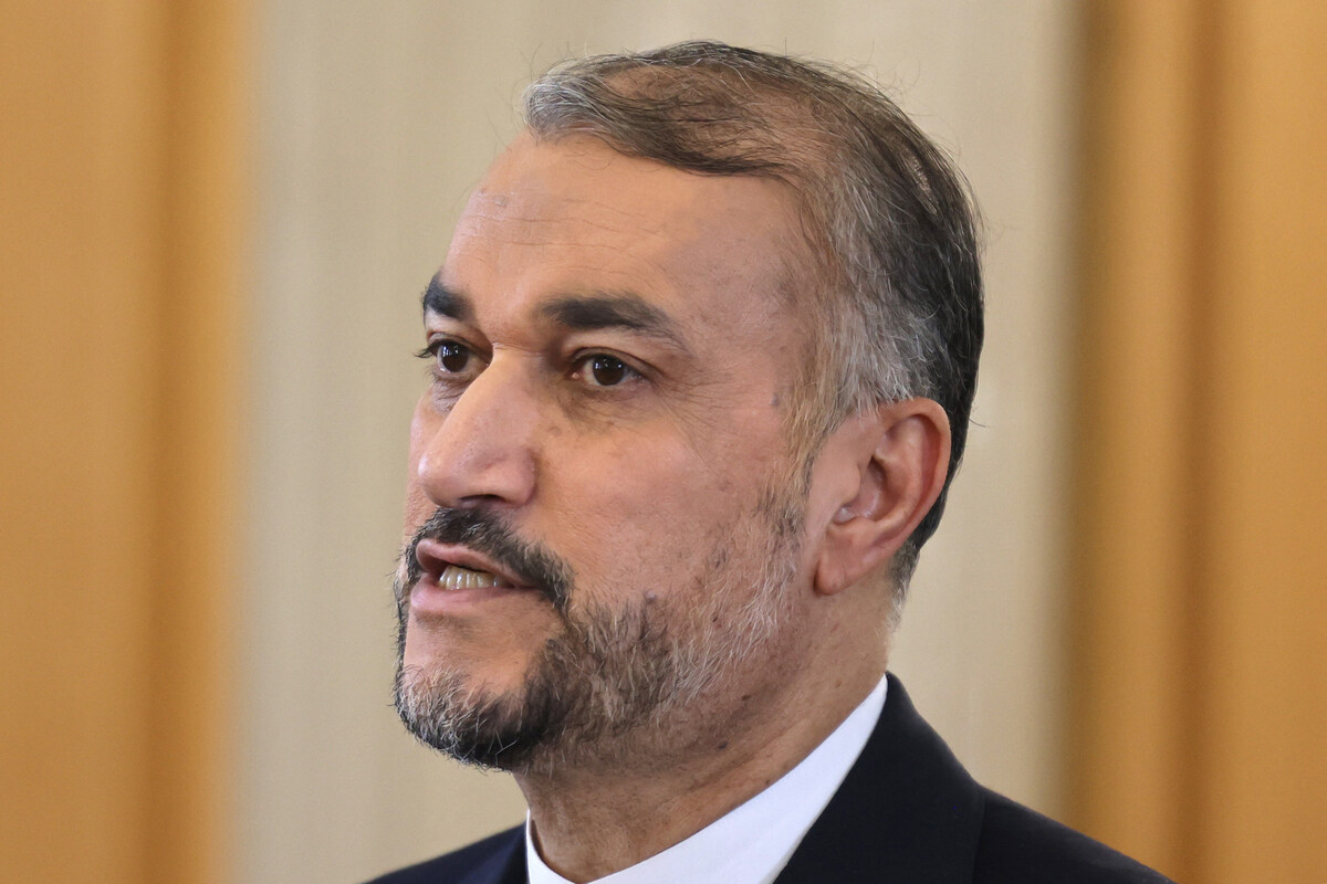 Le ministre iranien des Affaires étrangères, Hossein Amir-Abdollahian, tient une conférence de presse conjointe avec son homologue irakien à Téhéran, le 13 septembre 2023. (Photo Atta Kenare AFP)