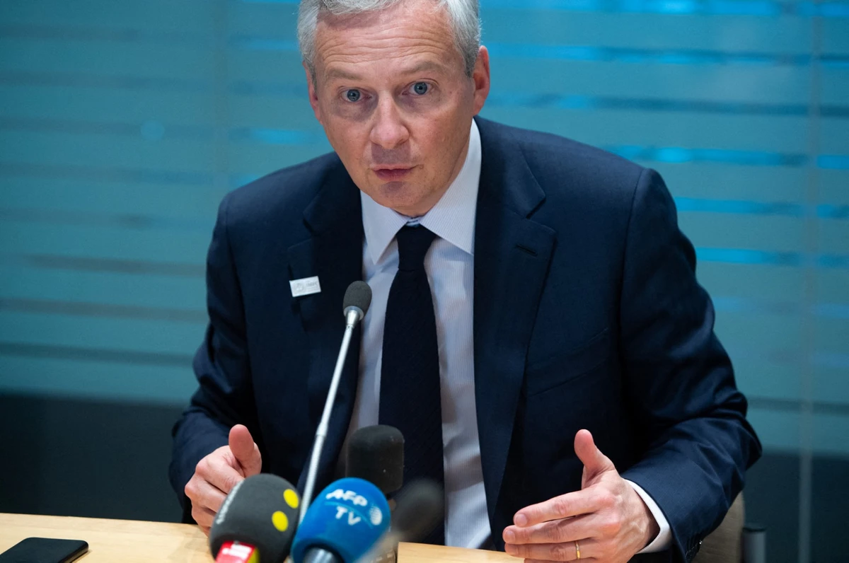 Le ministre français des Finances Bruno LeMaire tient une conférence de presse lors des réunions de printemps du FMI et de la Banque mondiale au siège du Fonds monétaire international à Washington, DC, le 12 avril 2019. (Photo Saul Loeb AFP)