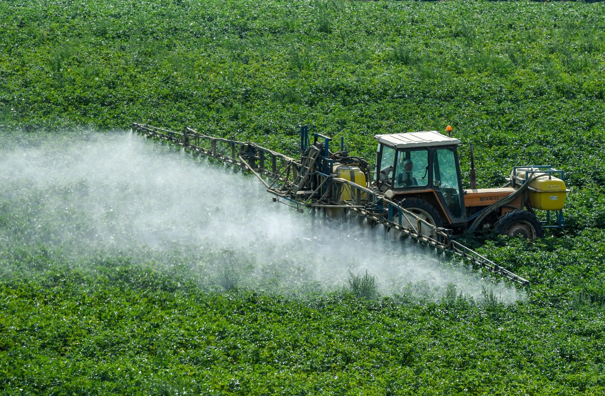 Un agriculteur pulvérise des produits phytosanitaires (herbicides, fongicides, insecticides) dans un champ à Meteren le 7 août 2017. (Photo Philippe Huguen AFP)