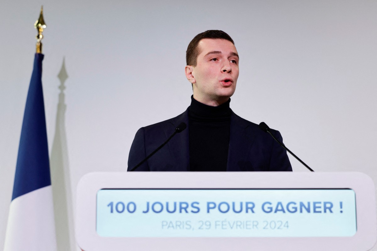 Le président du parti d'extrême droite français Rassemblement national (RN), Jordan Bardella, tient une conférence de presse sur les élections européennes de 2024, à Paris, le 29 février 2024. (Photo Stephane De Sakutin AFP)