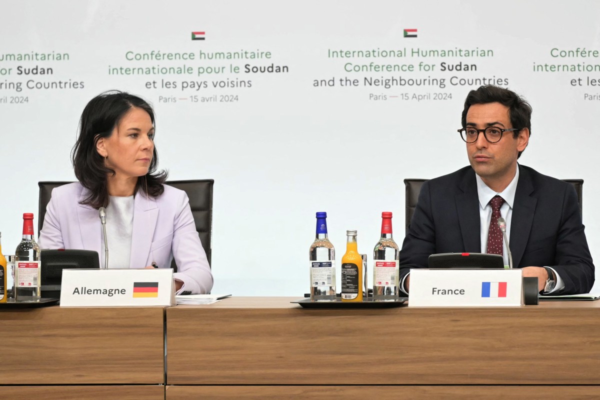 La ministre allemande des Affaires étrangères, Annalena Baerbock (à gauche), et le ministre français des Affaires étrangères et européennes, Stéphane Sejourne, participent à la conférence internationale sur le Soudan, à Paris, le 15 avril 2024, un an exactement après que la guerre a éclaté entre l'armée soudanaise et les forces paramilitaires de soutien rapide dans ce pays d'Afrique du Nord-Est, provoquant une crise humanitaire et politique. (Photo Bertrand Guay AFP)