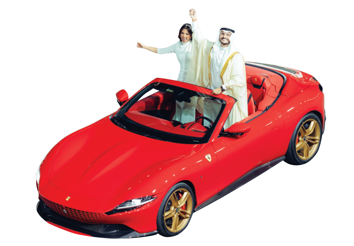 Les jeunes mariés saoudiens ont récemment fait leur première entrée en tant que mari et femme à bord d'une Ferrari Roma Spider rouge de 2024