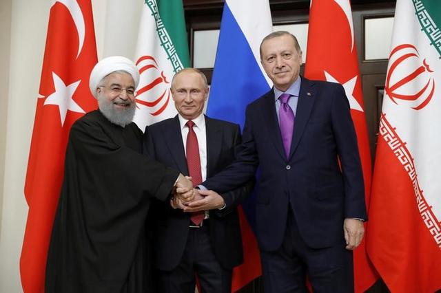 Hassan Rouhani, Vladimir Putin and Recep Tayyip Erdogan meet in Sochi, Russia, Nov. 22, 2017. (Reuters)