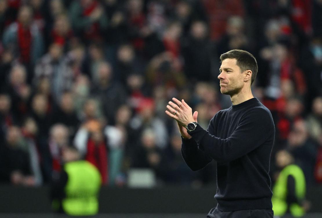 Xabi Alonso, who was seen by many as Liverpool’s top target to replace Jurgen Klopp as their manager, said on Mar. 29, 2024 he is staying at Bundesliga leaders Bayer Leverkusen next season. (AFP)
