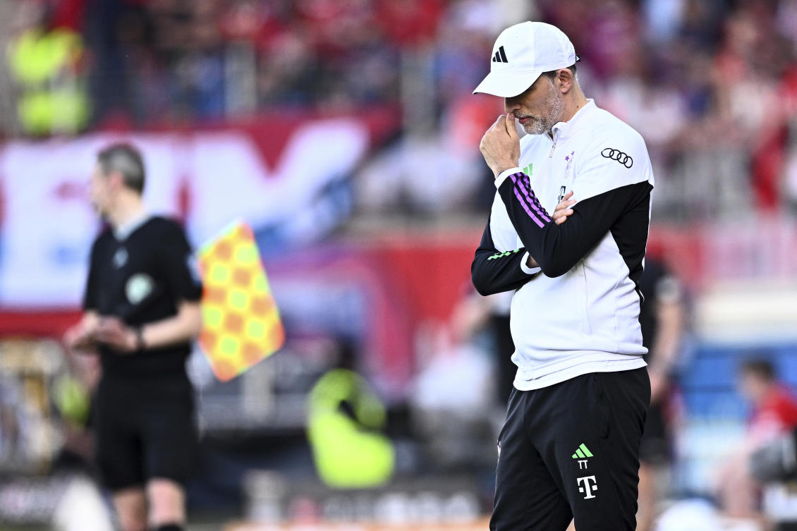 Bayern Munich head coach Thomas Tuchel reacts after their Bundesliga match against FC Heidenheim at Voith-Arena stadium, in Heidenheim, on Apr. 6, 2024. (AP)
