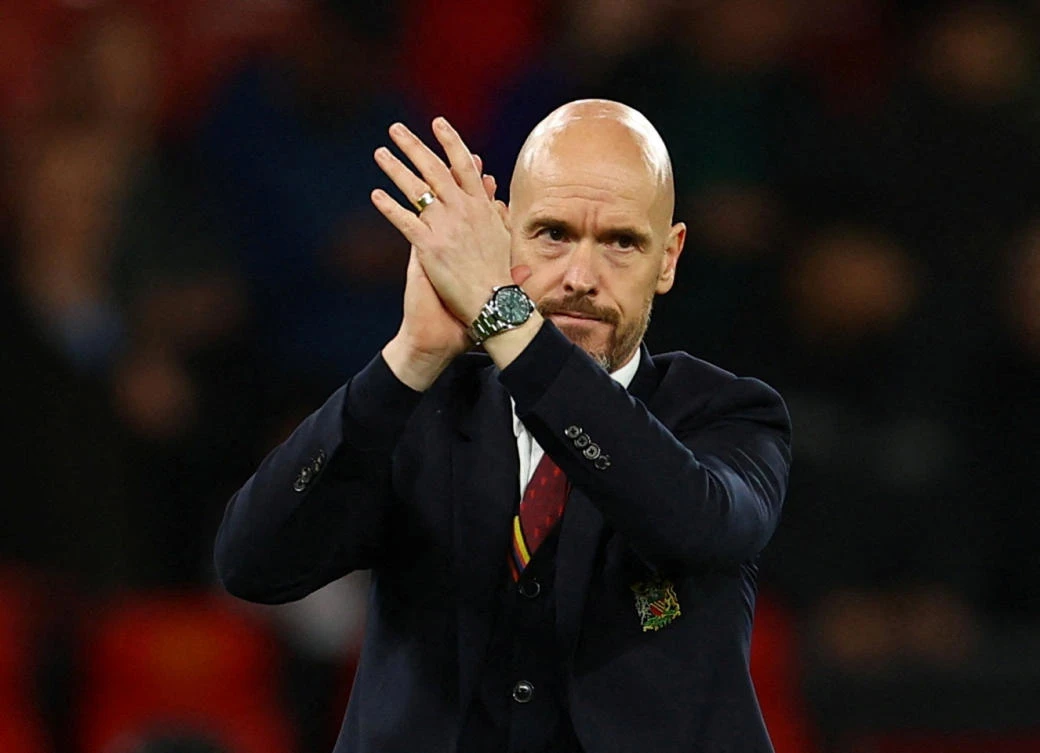 Manchester United manager Erik ten Hag during a lap of appreciation after their last home game of the season against Newcastle United at Old Trafford, Manchester, on May 15, 2024. (Reuters/File)