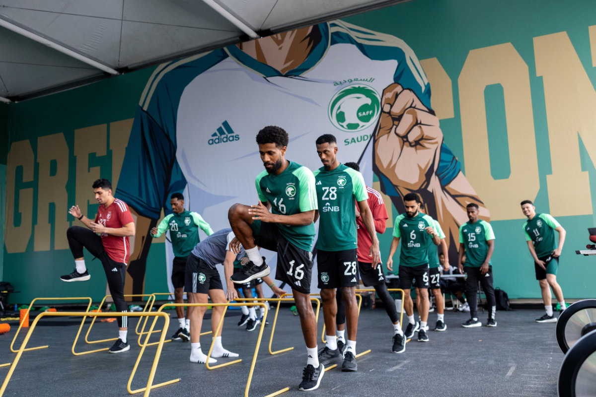 The Green Falcons get ready for Jordan. (Supplied)