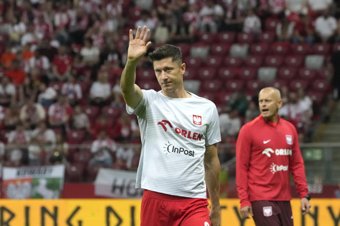 Poland will have to play their opening game at the European Championship against the Netherlands on Jun. 16, 2024 without its striker Robert Lewandowski who will miss it out due to a muscle injury. (AP/File)