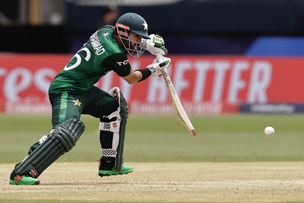 Pakistan's Mohammad Rizwan plays a shot during the ICC Men's T20 World Cup cricket match between Pakistan and Canada. (AP)