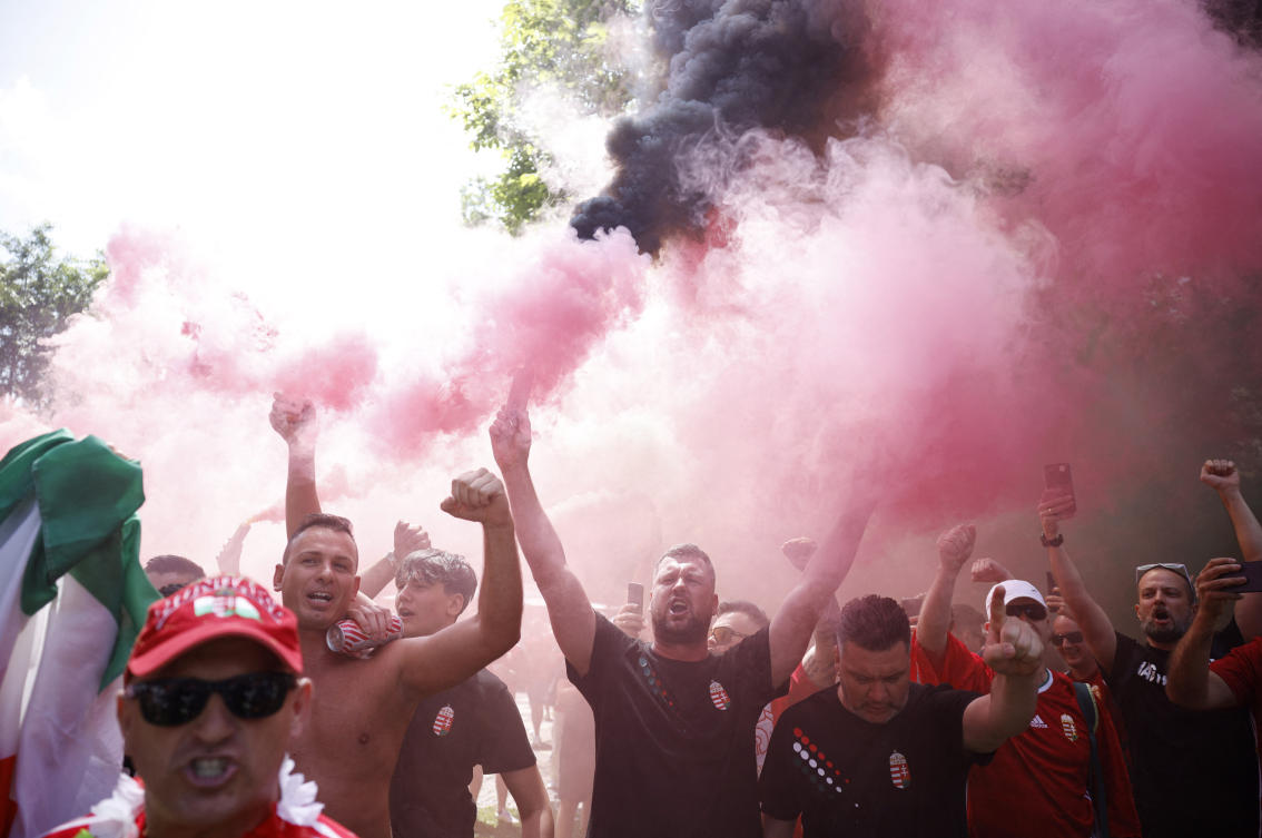 Hungary fans are seen before their Euro 2024 match against Germany, Stuttgart, Jun. 19, 2024. (Reuters)