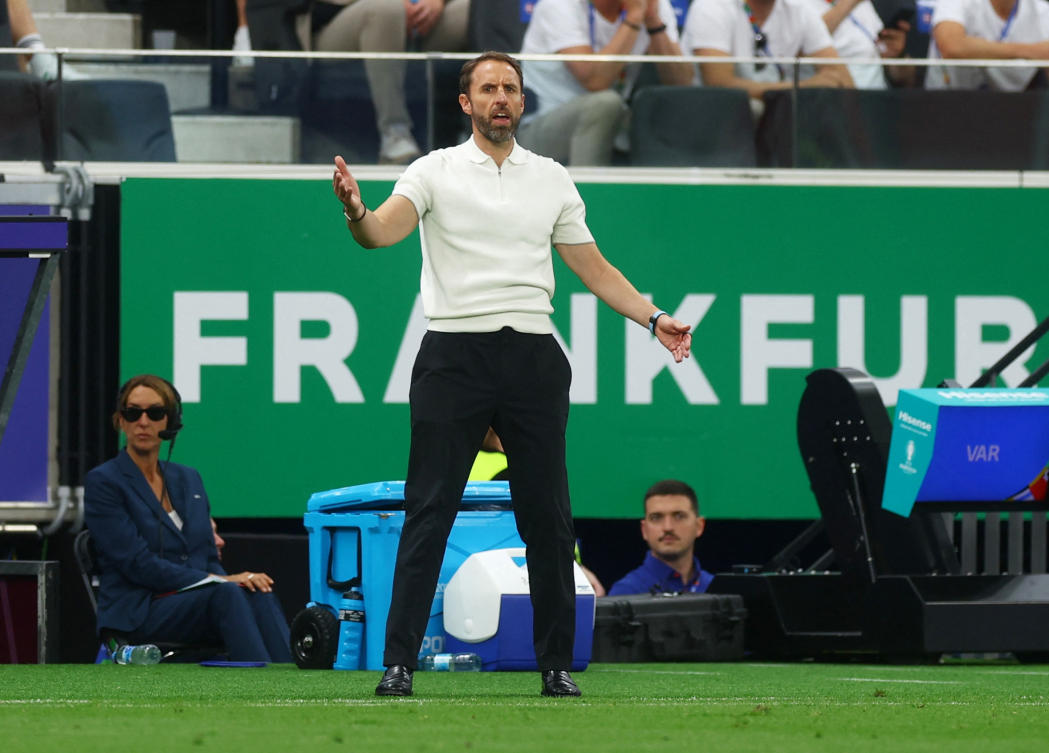 England manager Gareth Southgate reacts during their Euro 2024 — Group C — match against Denmark at Frankfurt Arena, Frankfurt, on Jun. 20, 2024. (Reuters)