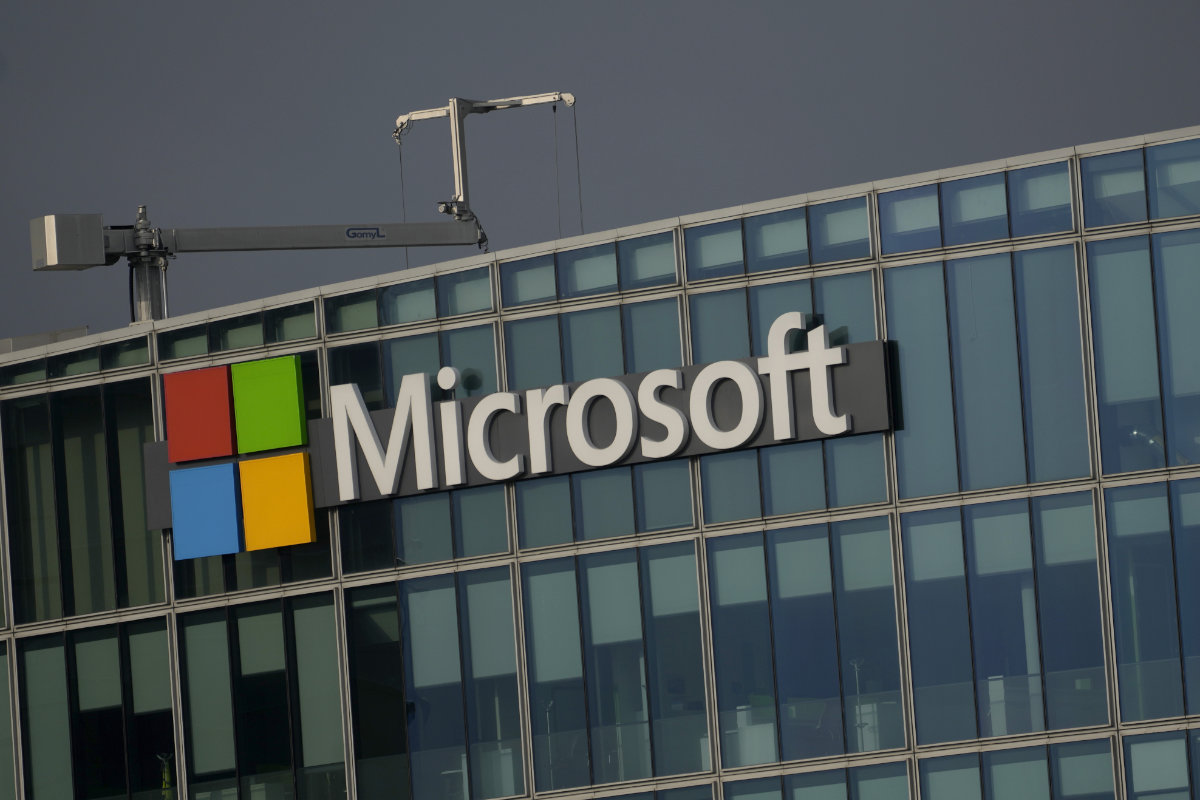 he logo of Microsoft is seen outside its French headquarters in Issy-les-Moulineaux, outside Paris, on May 13, 2024. (AP/File)