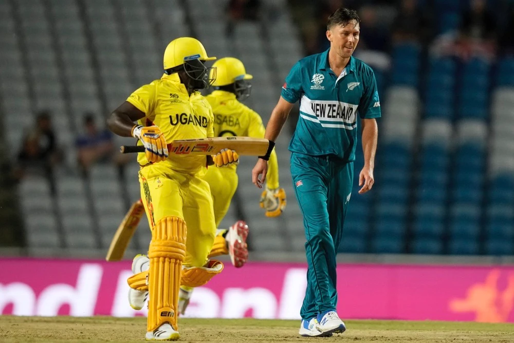 Trent Boult, right, took two wickets for 14 runs . (AP)