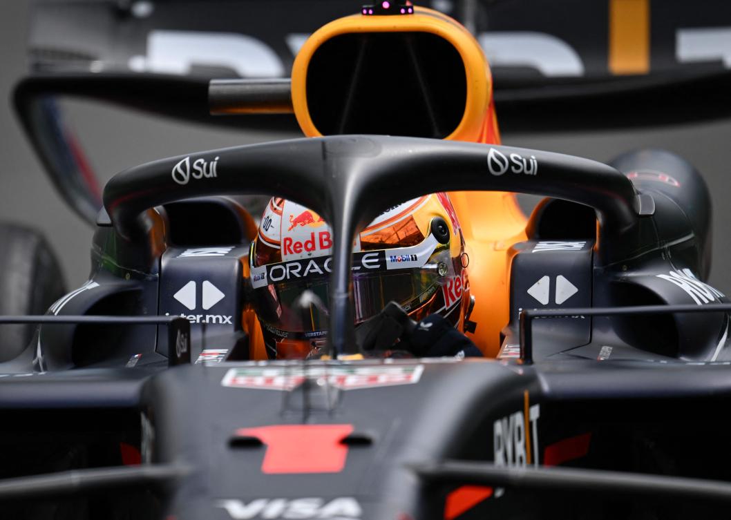 Red Bull Racing’s Dutch Max Verstappen drives during the practice session ahead of the Formula One Belgian Grand Prix at the Spa-Francorchamps Circuit in Spa, on Jul. 26, 2024. (AFP)