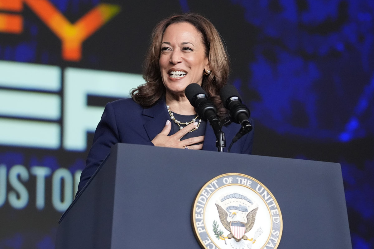 Vice President Kamala Harris speaks at a Sigma Gamma Rho Sorority gathering in Houston on July 31, 2024. (AP)