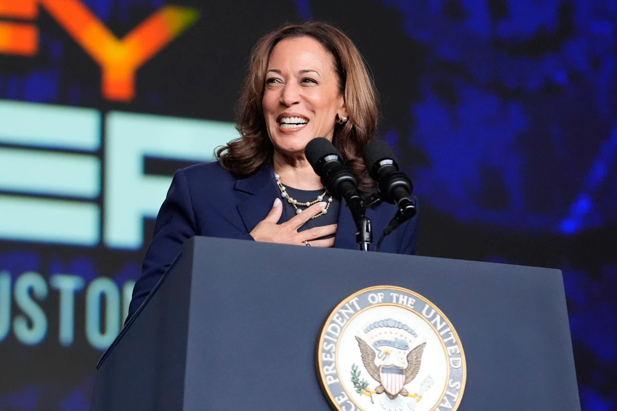 Vice President Kamala Harris speaks at a Sigma Gamma Rho Sorority gathering in Houston on July 31, 2024. (AP)