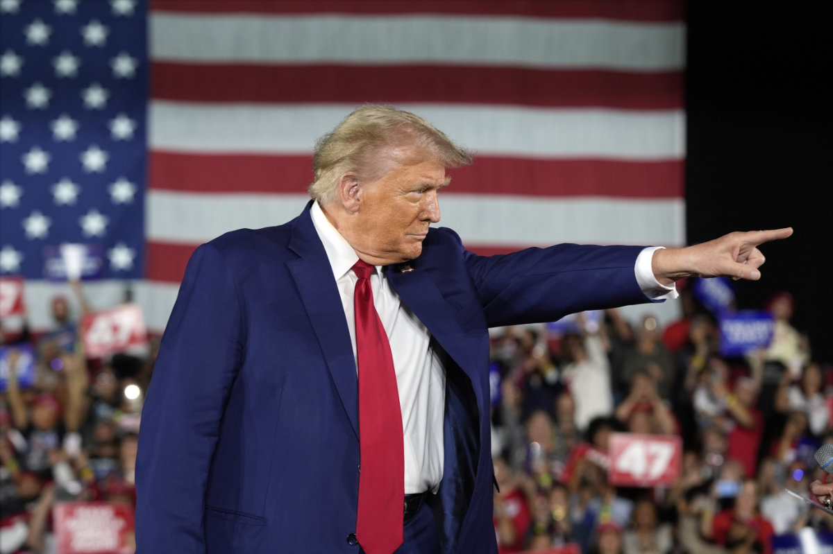 Republican presidential nominee Donald Trump campaigns in Warren, Michigan, on Sept. 27, 2024. (AP)