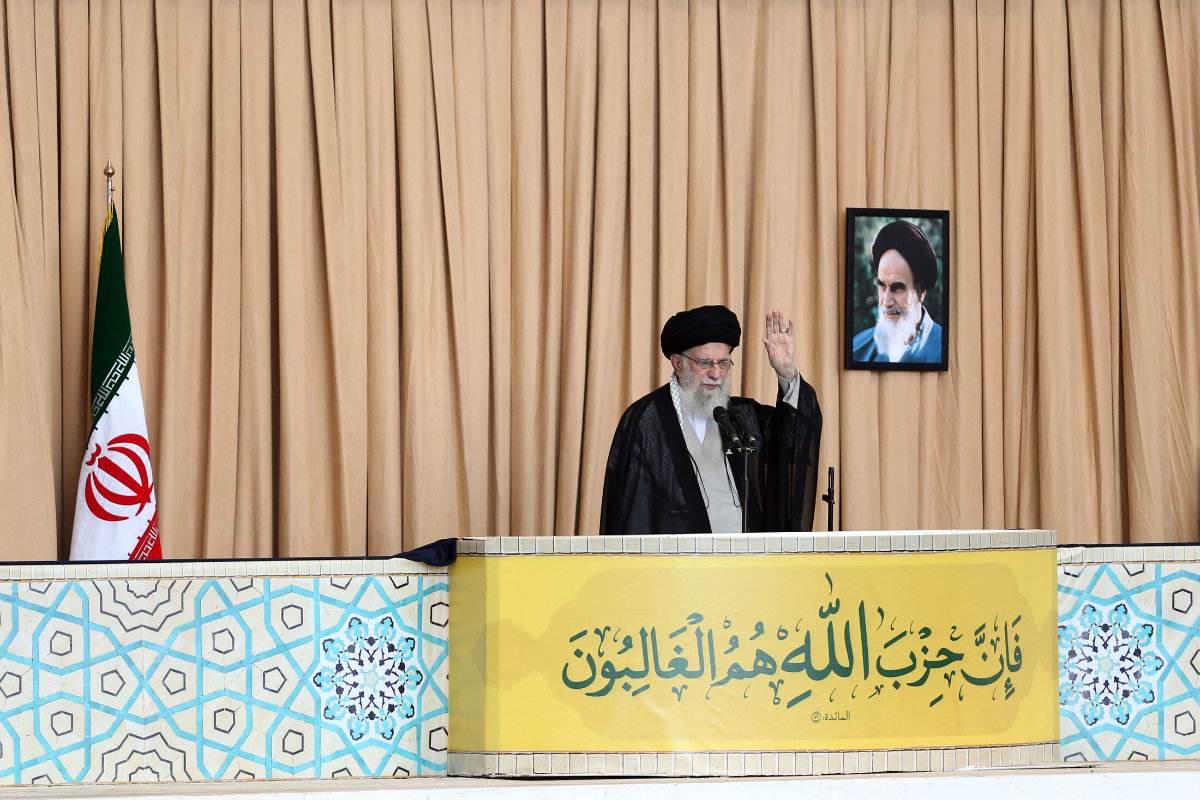 Iranian Supreme Leader Ali Khamenei delivering a sermon in Tehran on Oct. 4, 2024. (KHAMENEI.IR photo via AFP)
