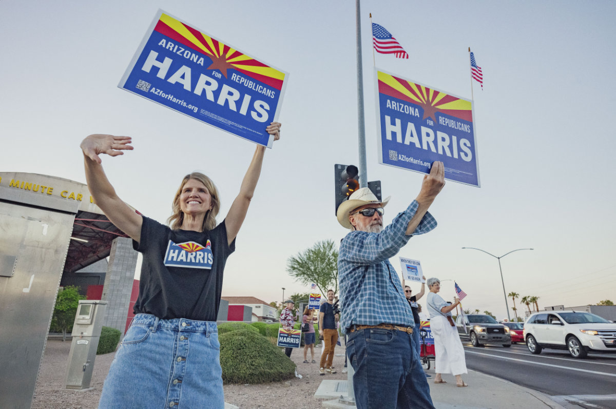 Republicans rally for Democratic presidential candidate Kamala Harris in Gilbert, Arizona, on Sept. 23, 2024. (AFP)